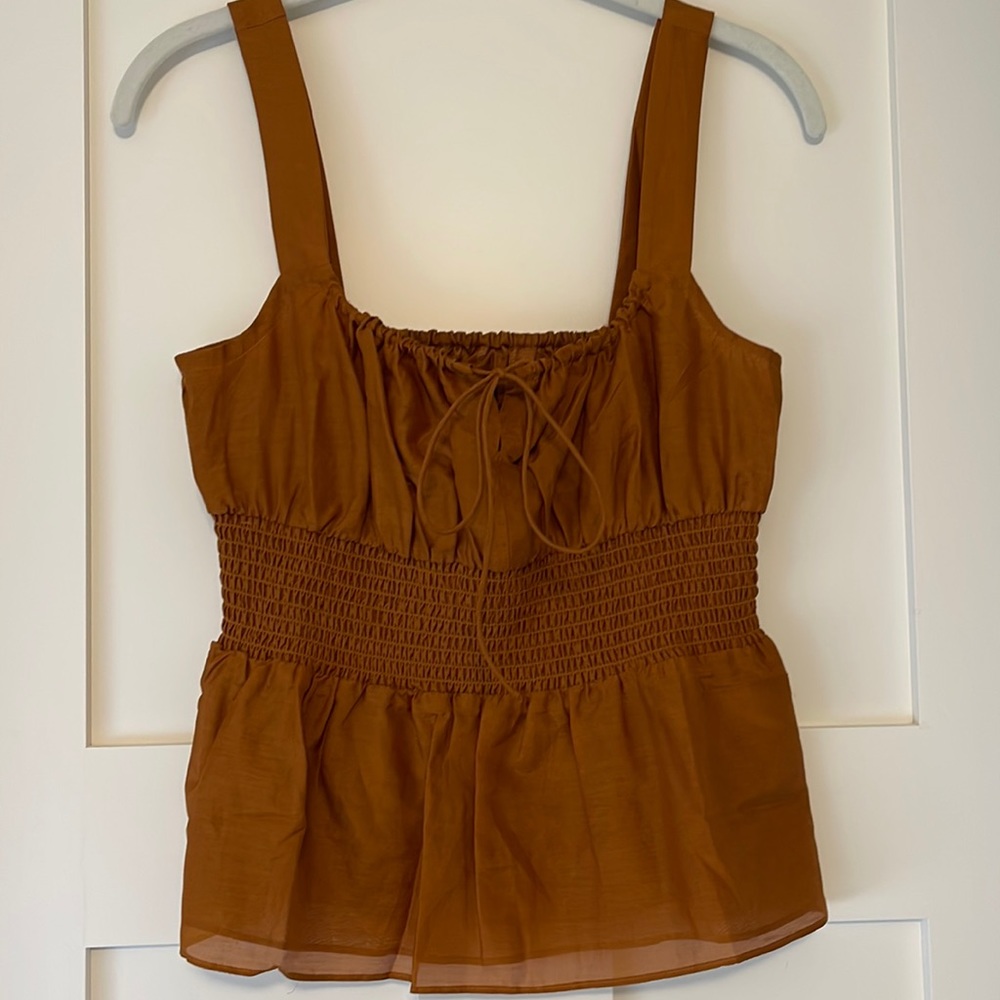 Smocked-waist tank in silk-cotton voile✨